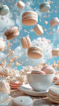 Floating Macaron Free Floating Macaron Delight Image - Macarons, Floating, Coffee ...