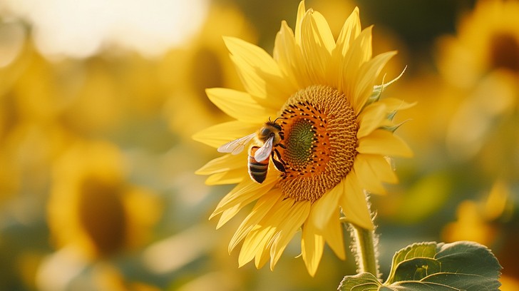 Free Sunflower with Bee Image - Sunflower, Bee, Pollen | Download at ...