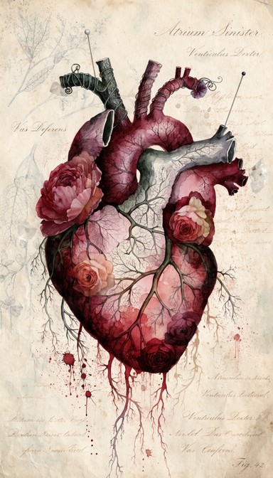 Download Botanical Heart Anatomy Image - Heart, Botanical, Watercolor ...