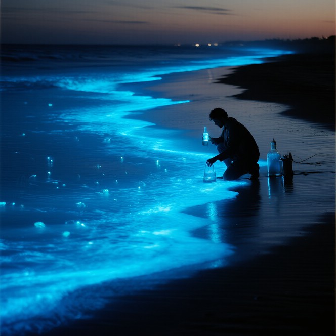 Free Bioluminescent Beach Night Image - Bioluminescence, Beach, Stars ...