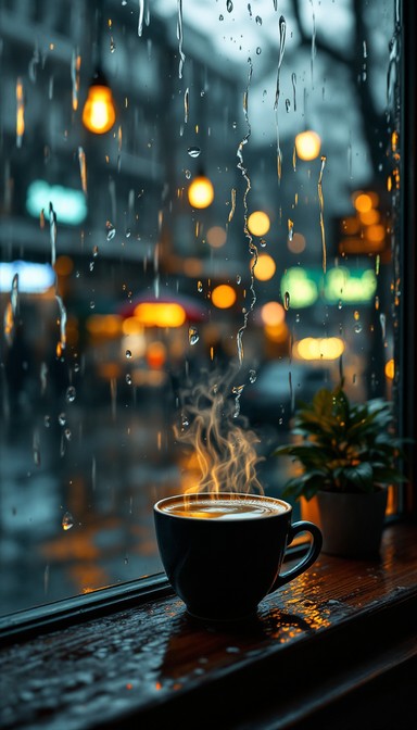 Free Rainy Cafe Dreams Image - Cafe, Coffee, Rain | Download at StockCake