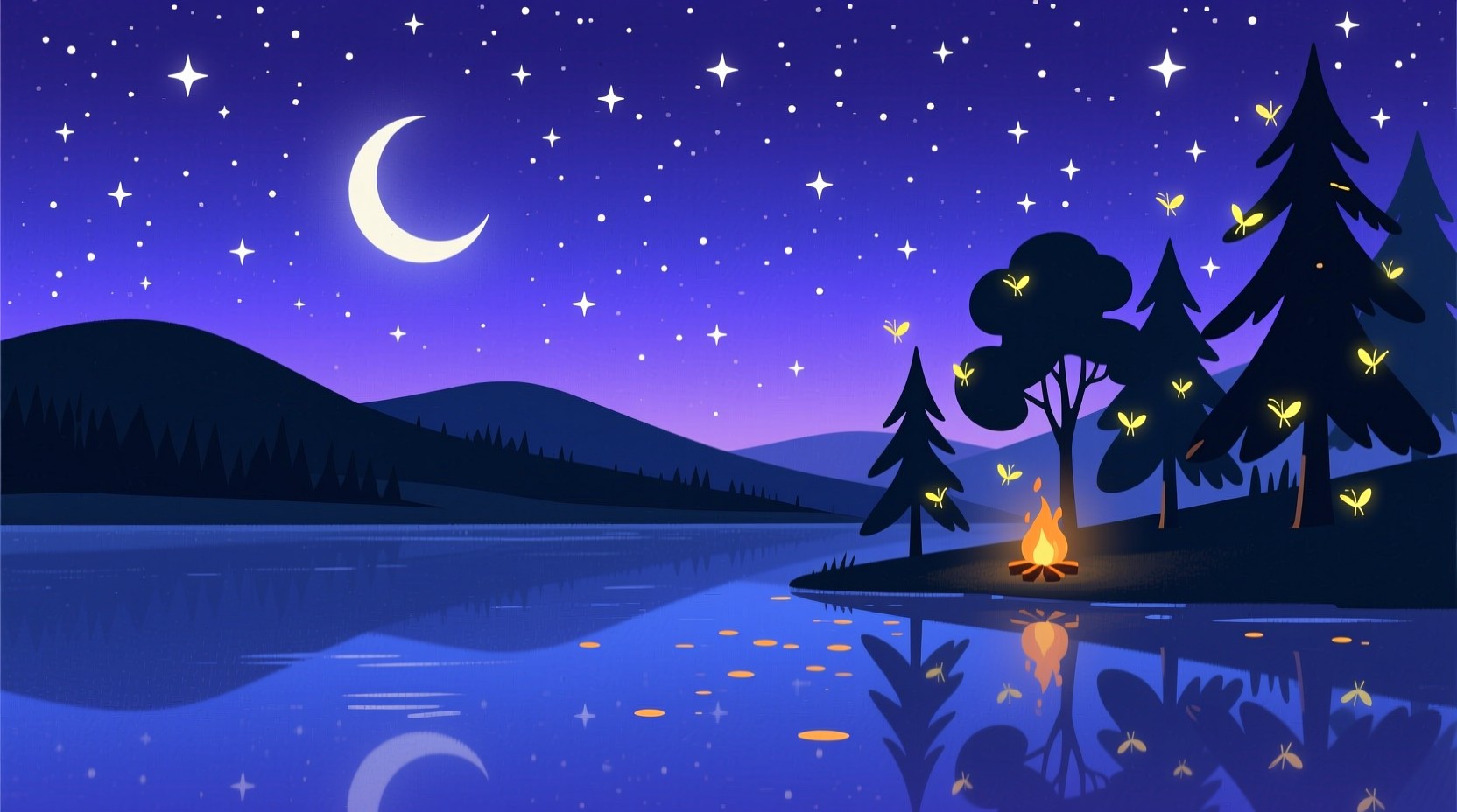 Free Summer Night Magic Photo - Illustration, Night, Lake | Download at ...