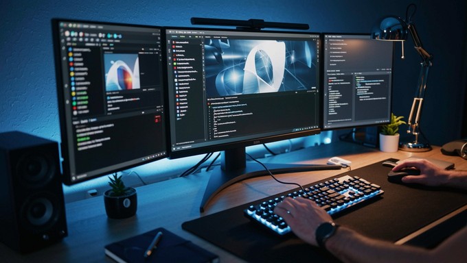 3 Screen Layout Free Triple Monitor Workspace Image - Workspace, Monitors, Computer ...