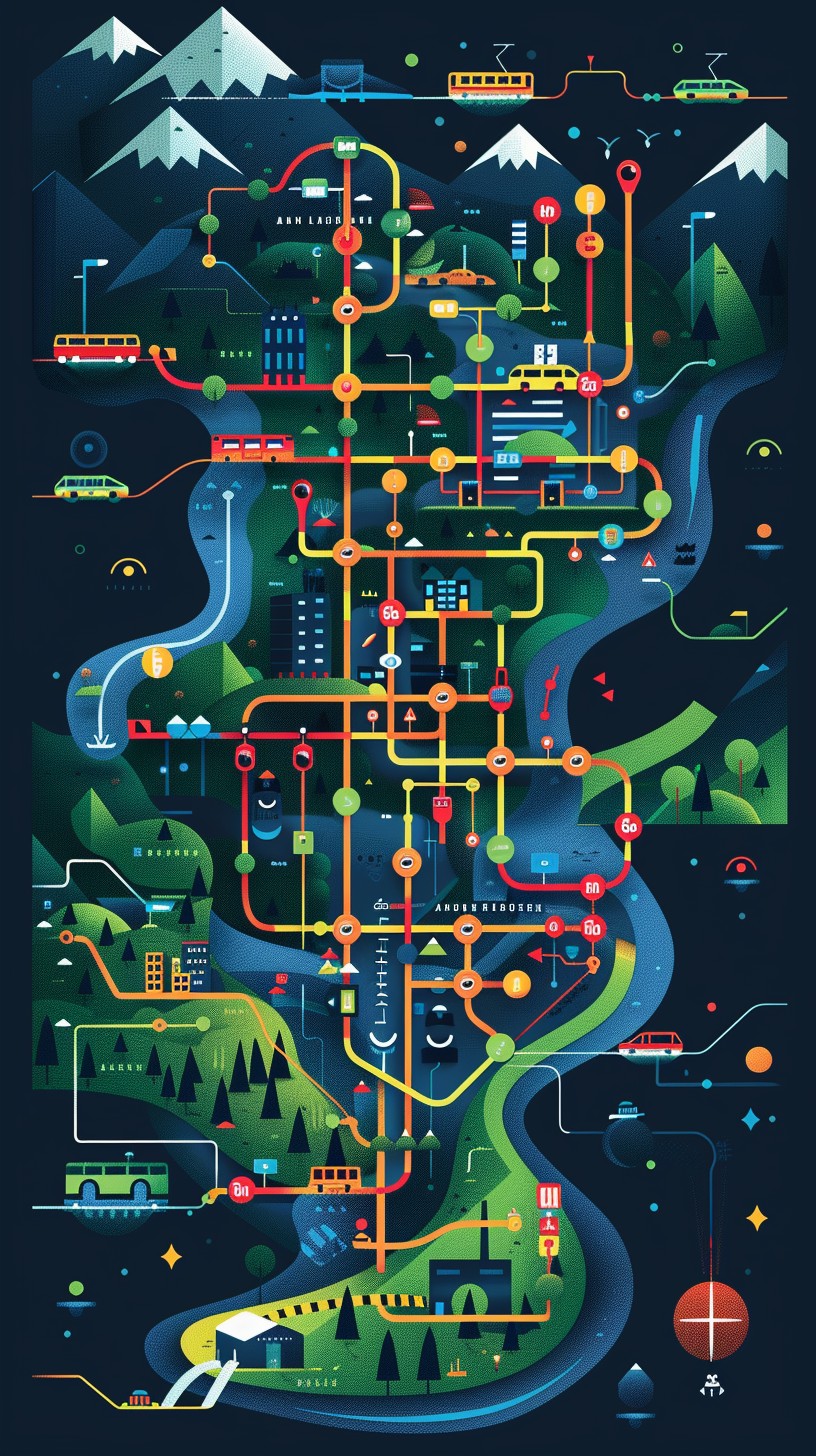 Free Vibrant Transit Map Image - Illustration, Transportation, Map ...