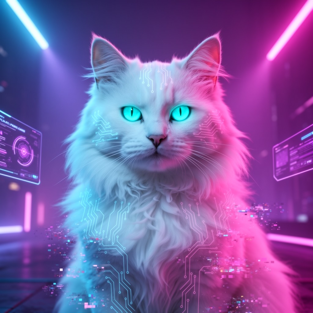 Cat Visual Scene Free Cyberpunk Cat Vision Photo - Cyberpunk, Cat, Neon | Download at ...