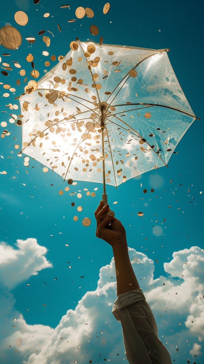 Free Raining Golden Coins Image - Umbrella, Coins, Sky | Download at ...
