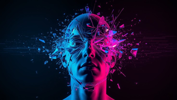 Computer Fragmented Heads Free Digital Mind Fracture Image - Cyberpunk, Neon, Fragmented ...