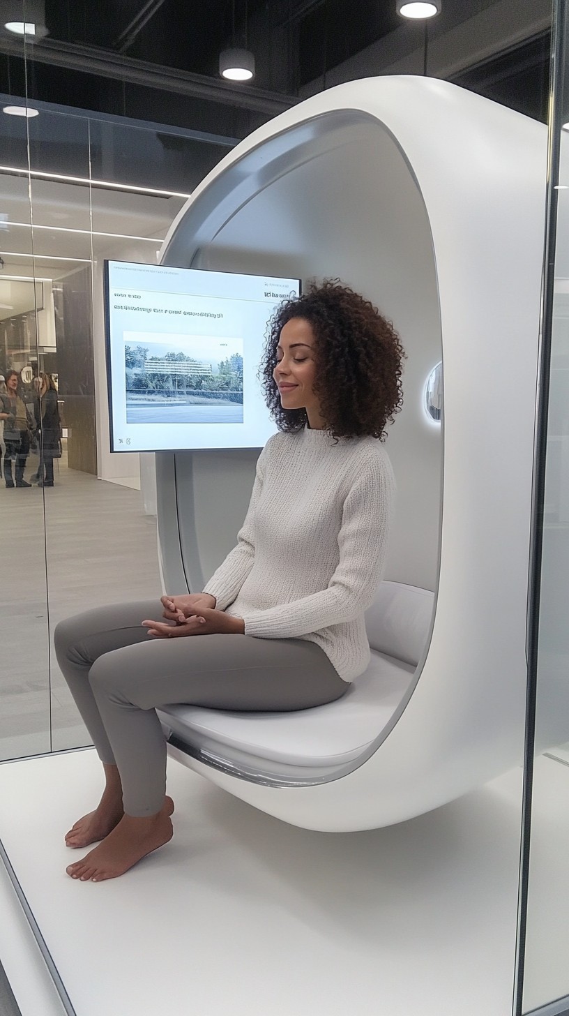 Self Reflection Pod Free Futuristic meditation pod Image - Woman, Meditation, Pod ...