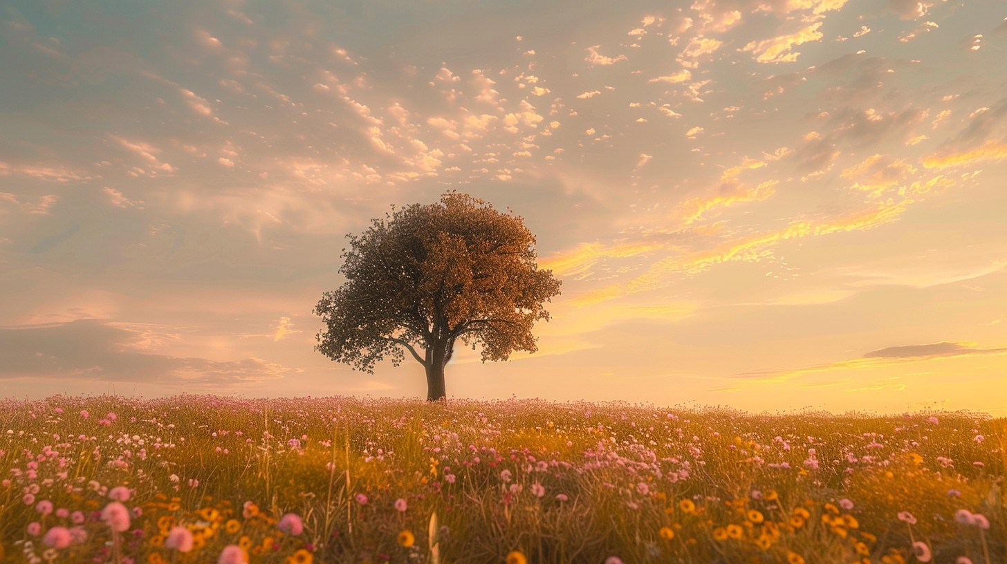Free Serene Sunset Meadow Image - Tree, Sunset, Field | Download at ...