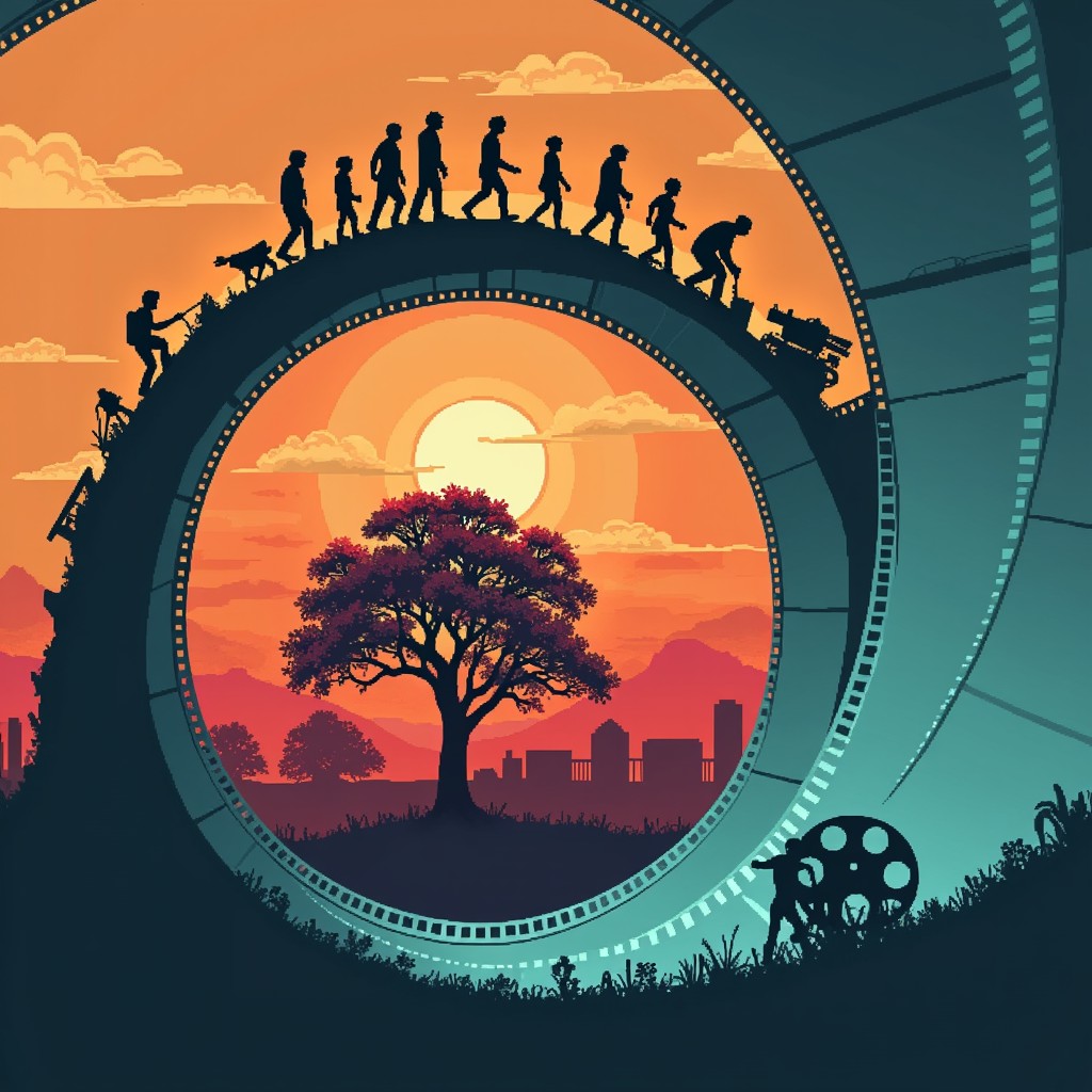Free Life's Circular Path Image - Silhouettes, Sunset, Circle ...
