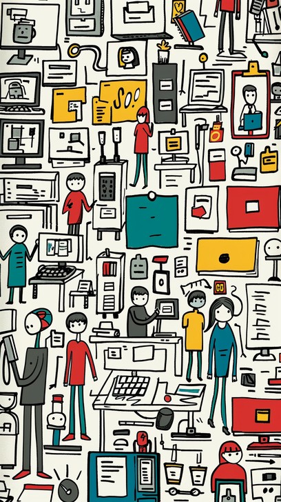 Free Busy Office Illustration Image - Illustration, People, City ...