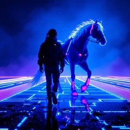 Free Neon Horse Rider Image - Cyberpunk, Synthwave, Neon | Download at ...