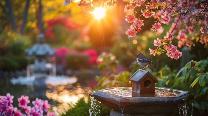 Free Sunset Bird Sanctuary Image - Sunset, Birdhouse, Foliage ...