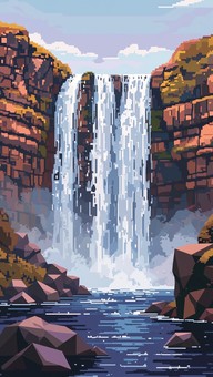 Free Geometric Waterfall Art Image - Waterfall, Cascade, Pixel ...