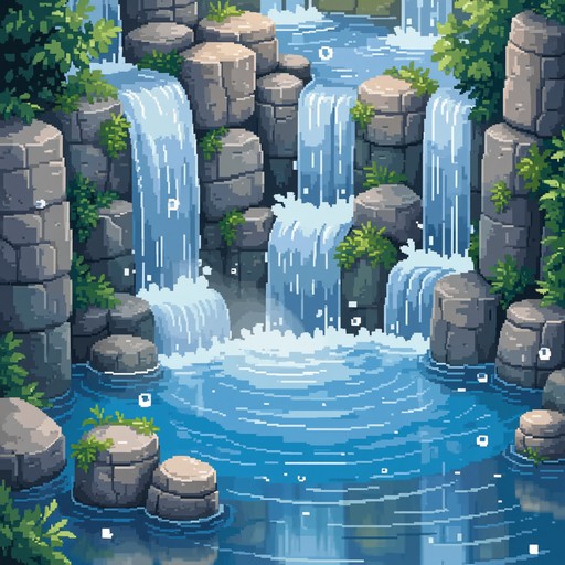 Free Mystical Pixel Waterfall Image - Waterfall, Pixel, Minimalist ...