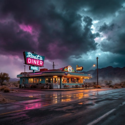 Free Stormy Desert Diner Image - Diner, Storm, Neon | Download at