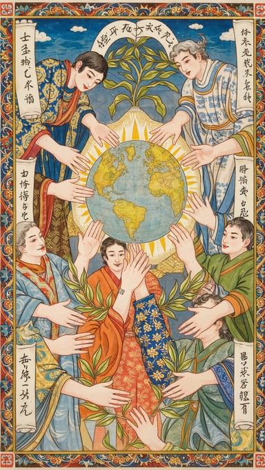 Unity Painting Renaissance Free Global Unity Illustrated Image - Unity, Globe, Diversity ...
