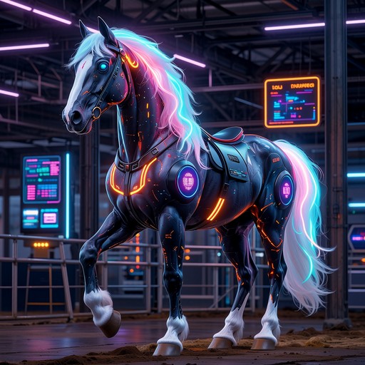 Free Cyberpunk Horse Technology Image - Horse, Cyberpunk, Neon ...