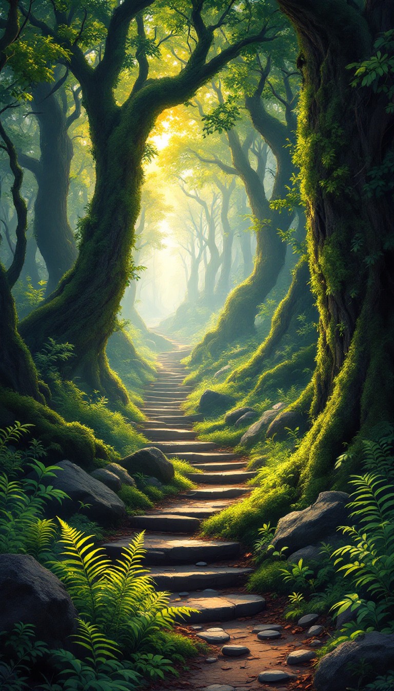 Free Enchanted Forest Pathway Image - Forest, Pathway, Stairs ...