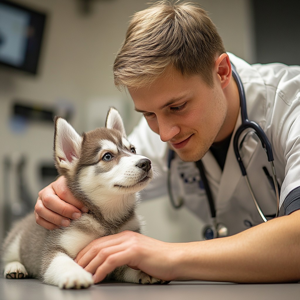 Free Vet comforting puppy Image - Veterinarian, Puppy, Husky | Download ...