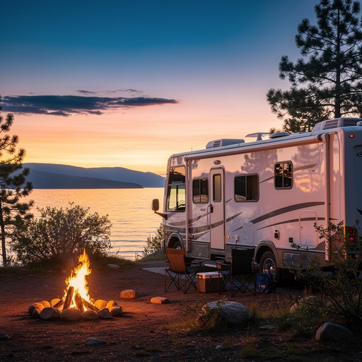 Free Lakeside Camping Sunset Image - Rv, Motorhome, Camper | Download ...