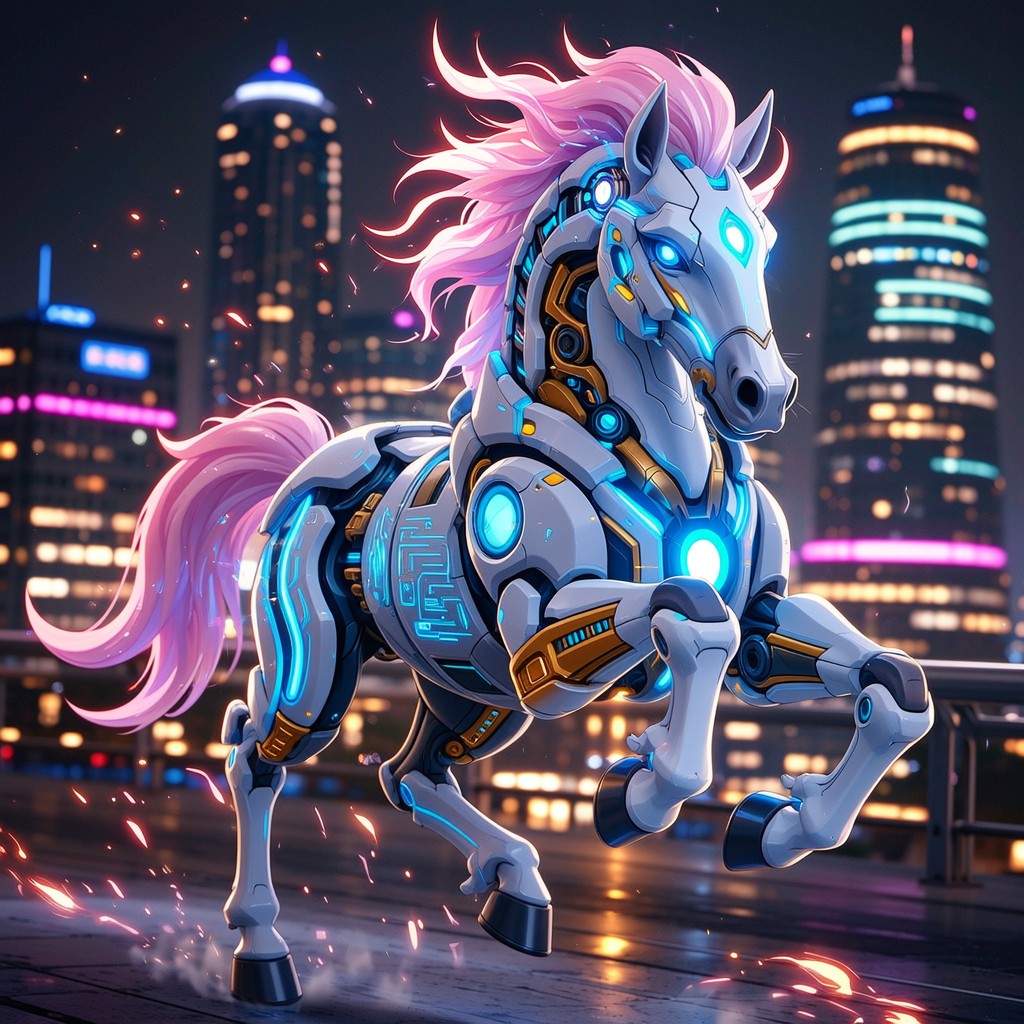 Free Neon Cyber Stallion Image - Cybernetic, Horse, Robot | Download at ...