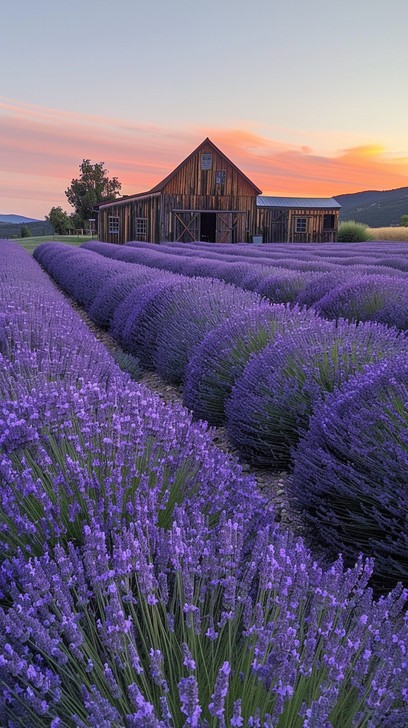 Free Lavender Field Sunset Image - Sunset, Lavender, Barn | Download at ...