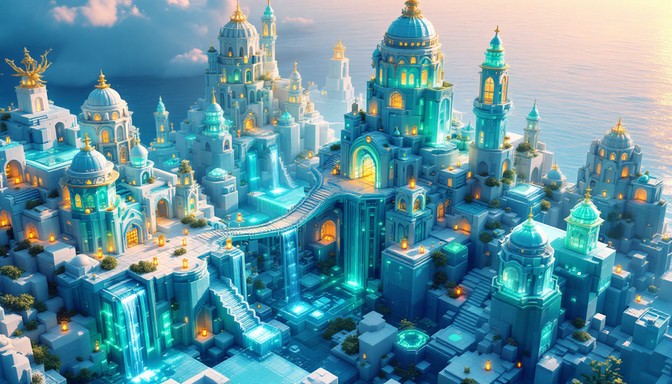 Free Crystalline Ocean City Image - Voxel, 3d, Blocky | Download at ...