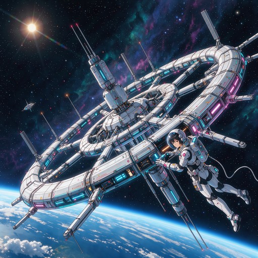 Space Star Making Shapes Download Anime Space Station Image - Anime, Manga, Illustration | StockCake