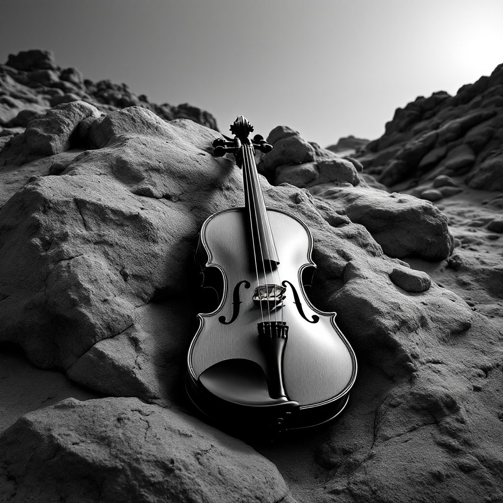 音楽と自然の融合の画像をダウンロード - バイオリン, 砂漠, 岩