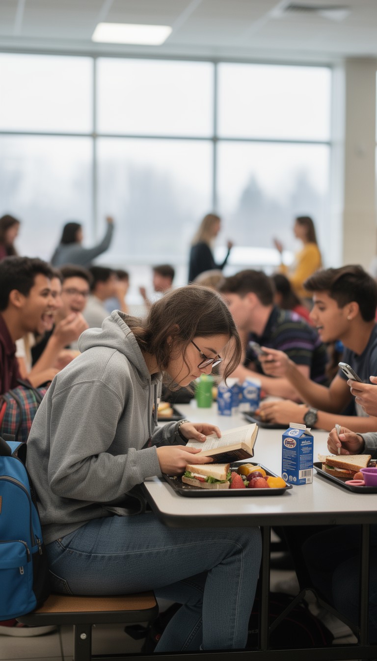 Free Reading Through Lunchtime Image - Student, Reading, Cafeteria ...