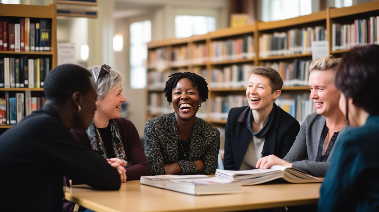 Free Joyful Group Discussion Image - Library, Group, Laughter ...