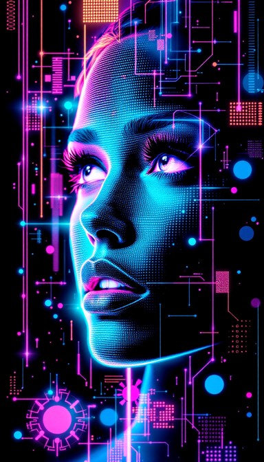 Download Neon Digital Profile Image - Cyberpunk, Neon, Digital | StockCake