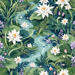 Free Aquatic Botanical Pattern Image - Botanical, Pattern, Aquatic ...