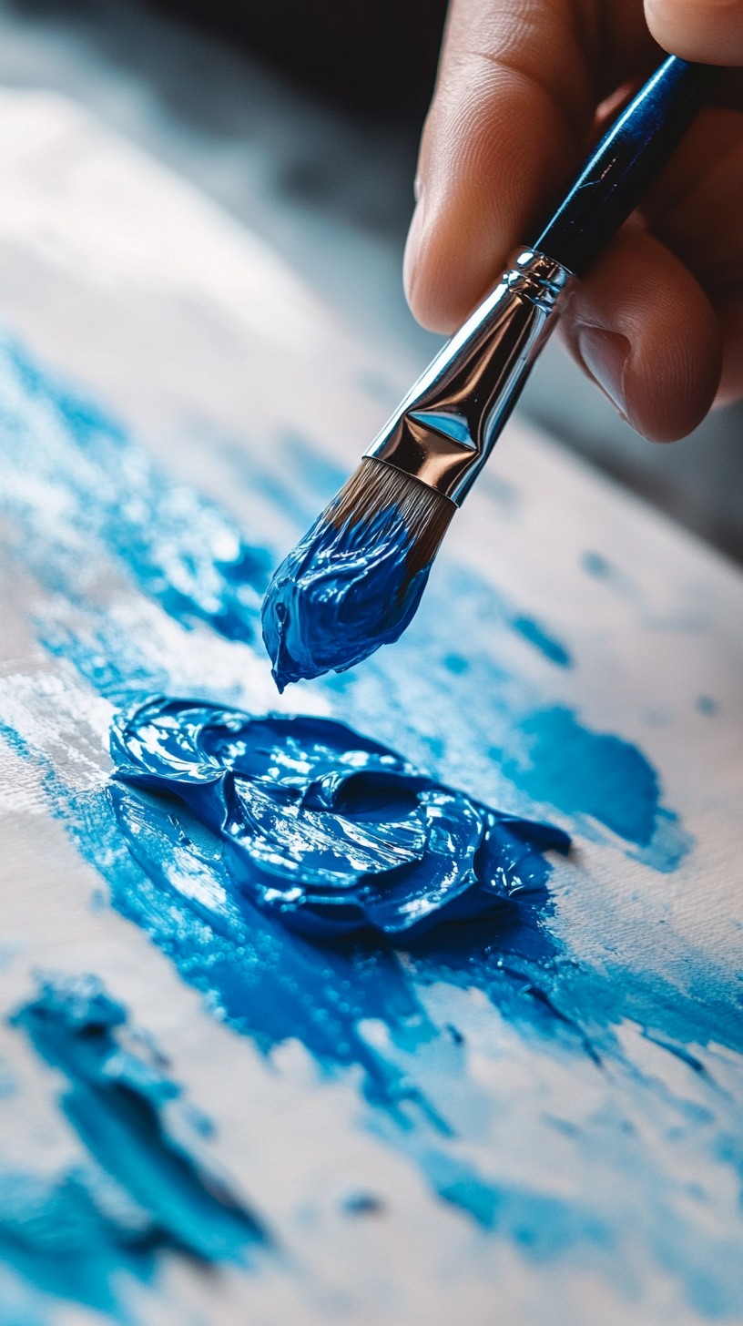 Paints Using Blue Free Painting with blue Image - Blue, Paint, Brush | Download at StockCake