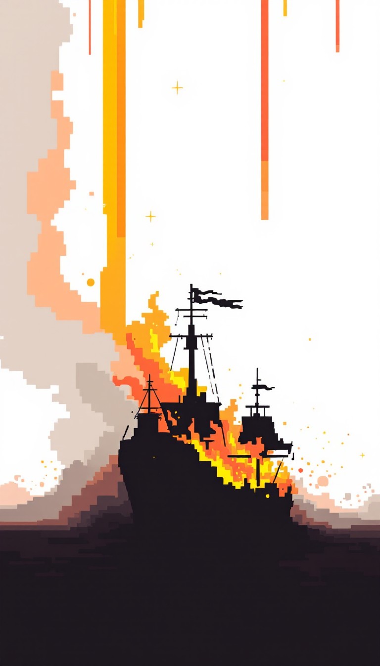 Pixel Ship Exploding Free Burning Ship Silhouette Image - Pixel, Ship, Burning | Download at ...