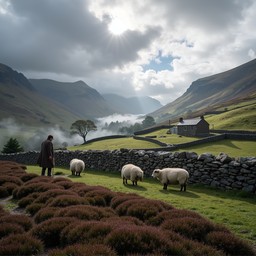 Free Pastoral mountain valley Image - Mountains, Valley, Sheep ...