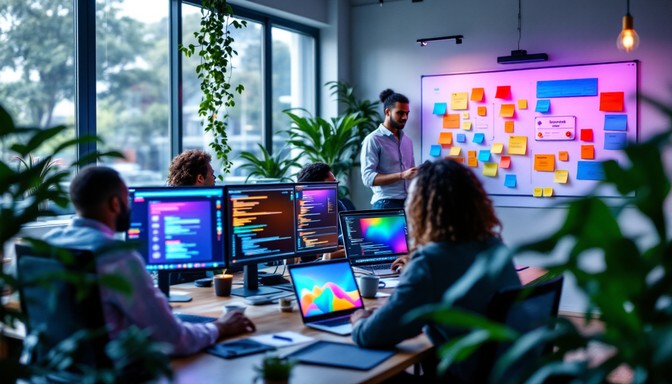 Free Collaborative Tech Workspace Image - Teamwork, Developers, Office ...