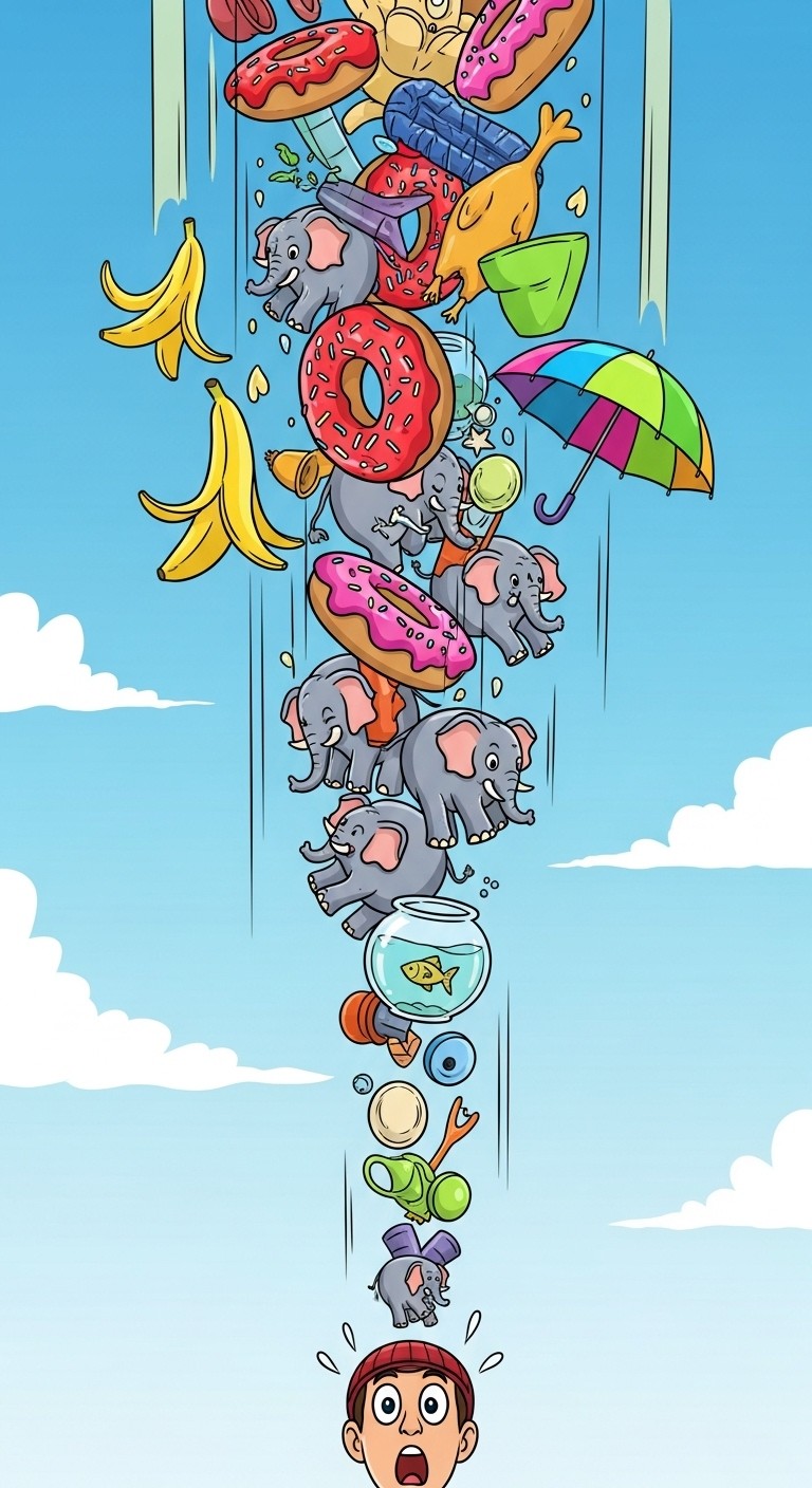 Falling Items Animation Free Surreal Falling Objects Image - Cartoon, Surreal, Colorful ...