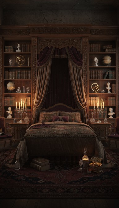 Free Enchanted Library Bedroom Image - Bedroom, Luxury, Canopy ...