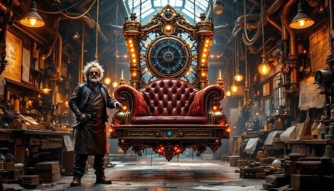 Free Steampunk Floating Throne Image - Steampunk, Inventor, Throne ...