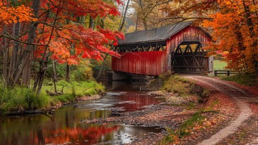 Free Autumn Covered Bridge Image - Autumn, Bridge, River | Download at ...