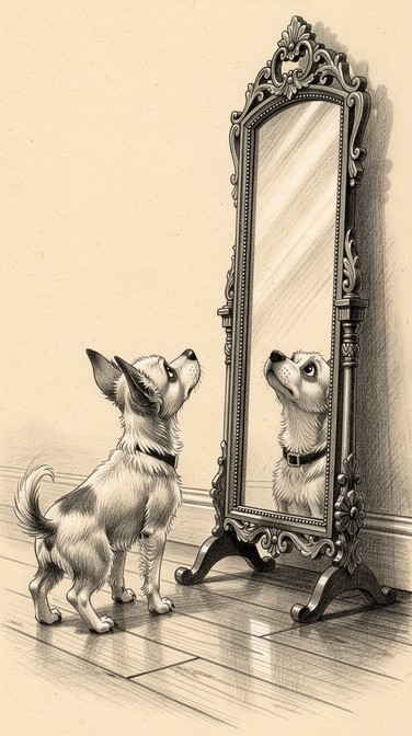 Dog Reflection Drawing Free Dog Meets Reflection Image - Dog, Mirror, Reflection | Download at ...