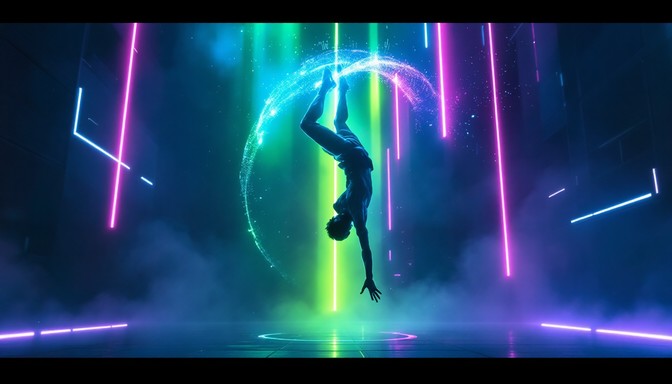 Free Neon Aerial Performance Photo - Acrobat, Neon, Silhouette ...