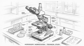 Free Laboratory Microscope Sketch Image - Microscope, Laboratory ...