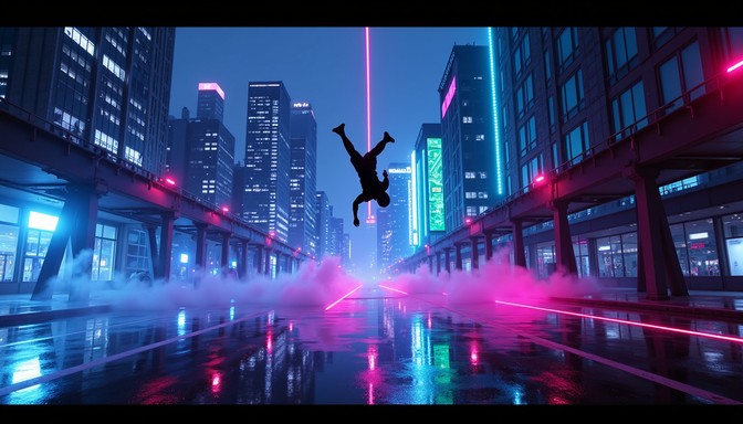 Free Neon Parkour Leap Image | Download at StockCake