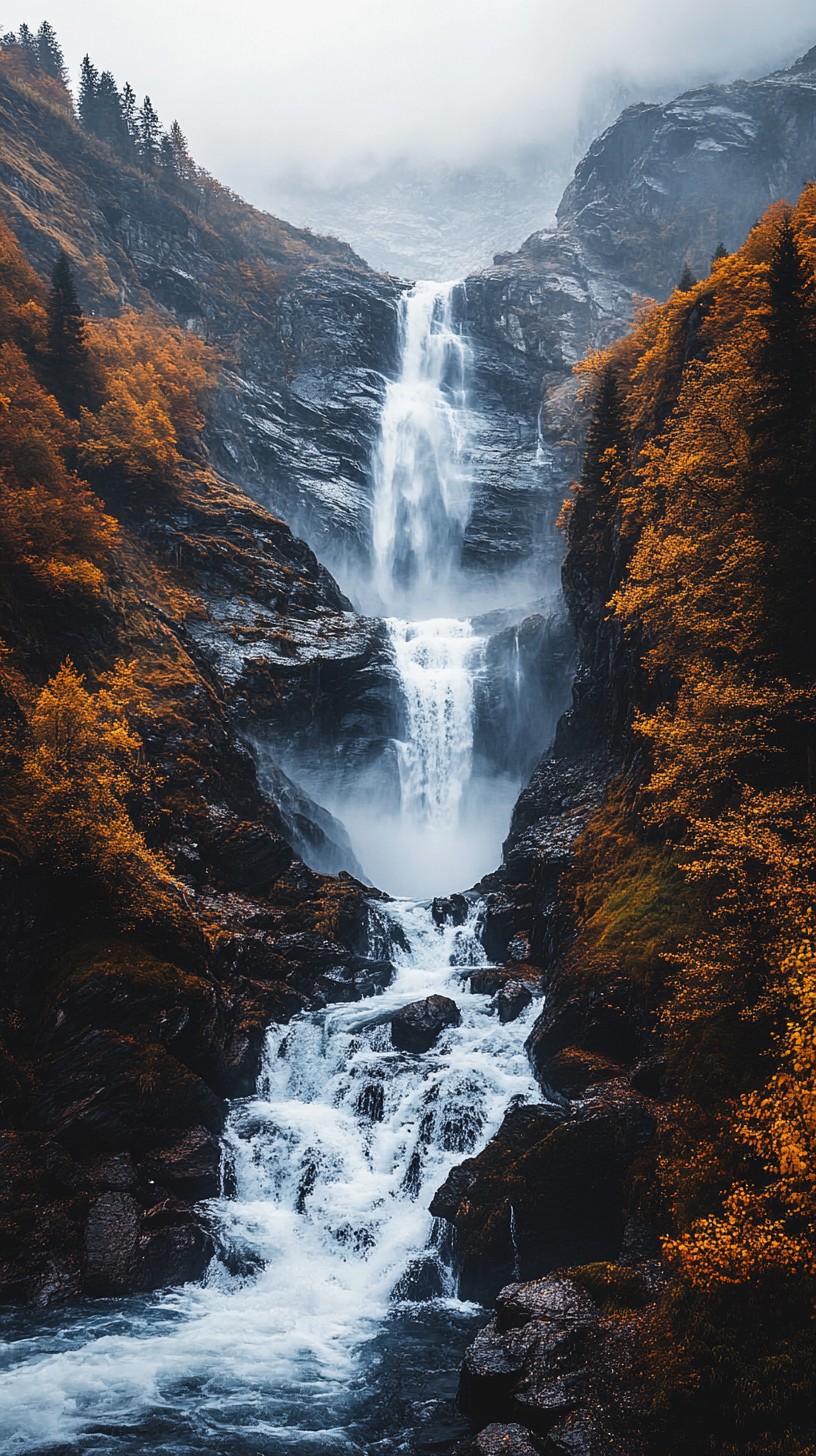 Free Majestic mountain waterfall Photo - Waterfall, Autumn, Mountain ...