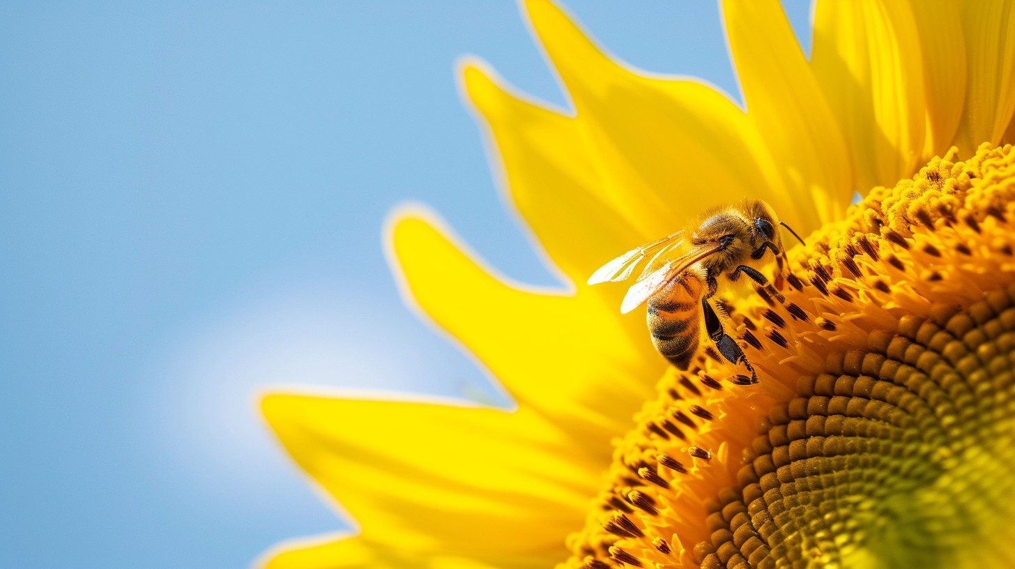 Free Bee on Sunflower Image - Bee, Sunflower, Pollen | Download at ...