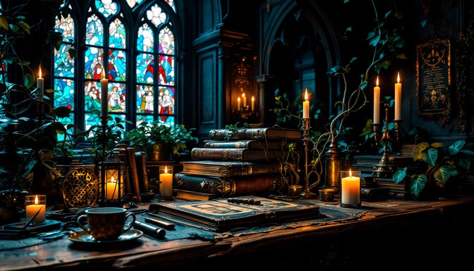 Free Gothic Study Sanctuary Image - Gothic, Medieval, Candlelit ...