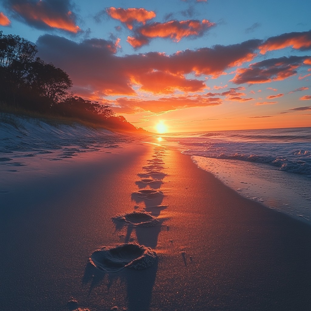 Free Sunset Beach Walk Image - Sunset, Beach, Footprints | Download at ...